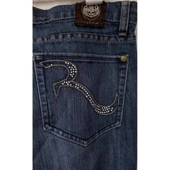 Rock & Republic Kasandra 32x31 Bootcut Low Rise Stretch Embellished Jeans - Picture 11 of 16